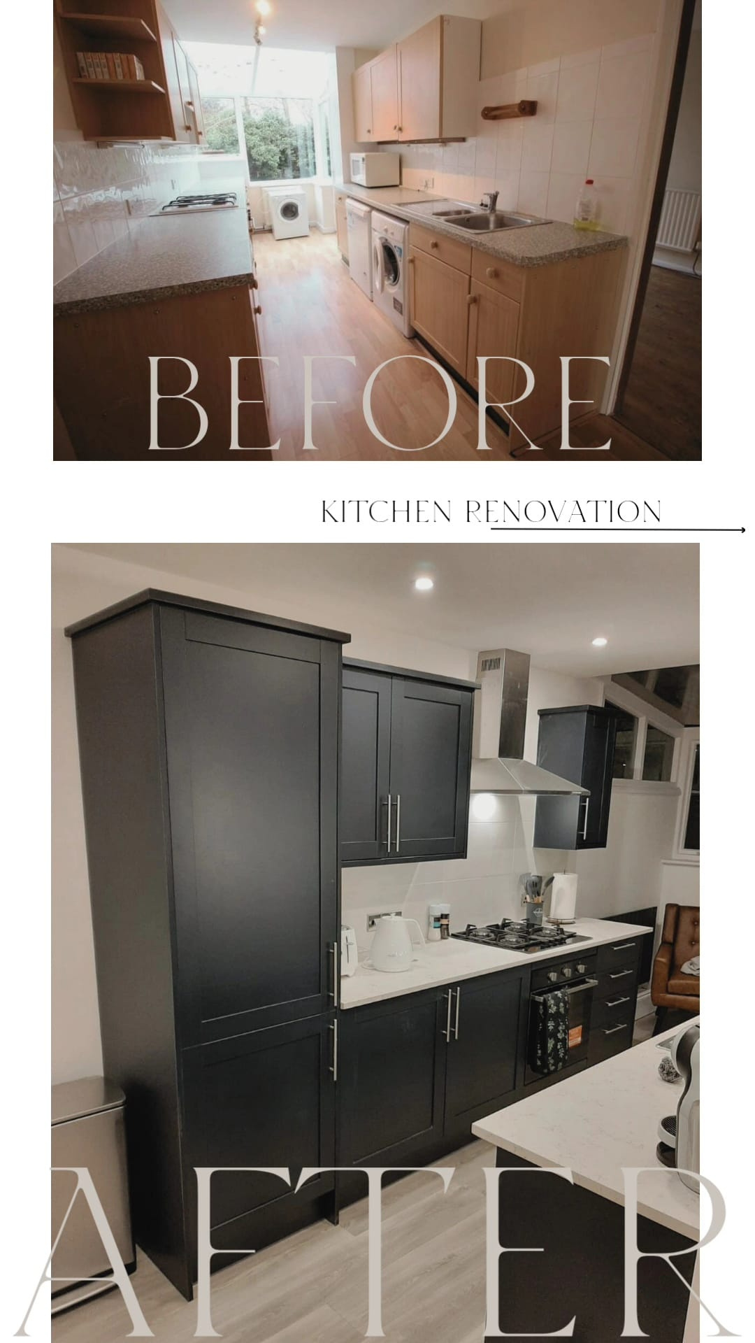 Completed kitchen transformation in navy blue in Cambridge