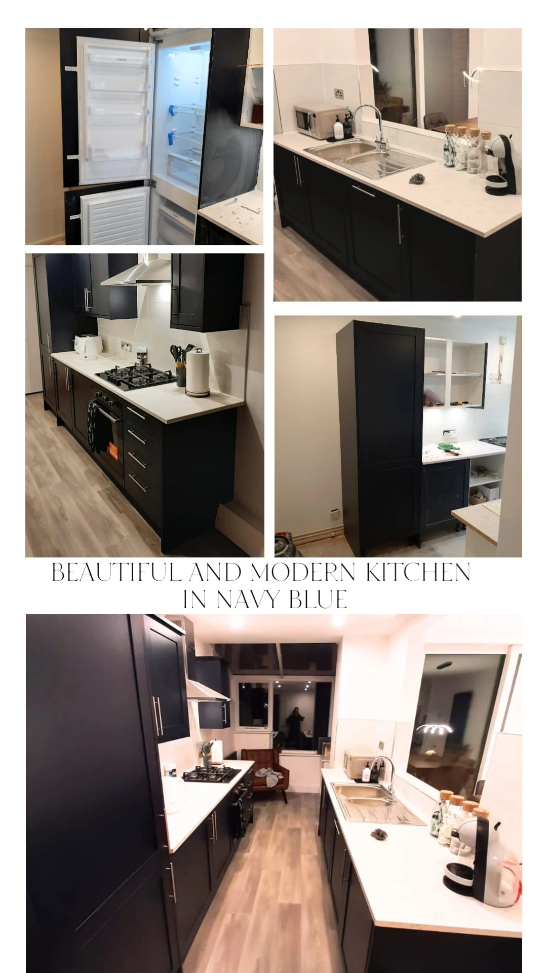 Kitchen transformation Completed kitchen transformation in navy blue in Cambridge